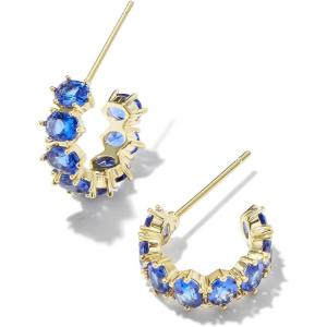Kendra Scott Cailin Crystal Huggie Earrings, Fashion Jewelry For Women(GOLD – BLUE CRYSTAL)