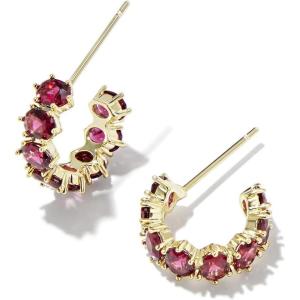 Kendra Scott Cailin Crystal Huggie Earrings, Fashion Jewelry For Women(GOLD – BURGUNDY CRYSTAL)
