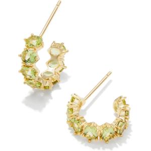 Kendra Scott Cailin Crystal Huggie Earrings, Fashion Jewelry For Women(GOLD – PERIDOT CRYSTAL)
