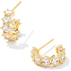Kendra Scott Cailin Crystal Huggie Earrings, Fashion Jewelry For Women(GOLD METAL – WHITE CUBIC ZIRCONIA)