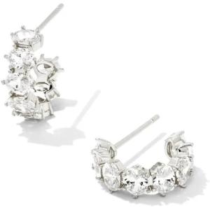 Kendra Scott Cailin Crystal Huggie Earrings, Fashion Jewelry For Women(RHODIUM METAL – WHITE CUBIC ZIRCONIA)