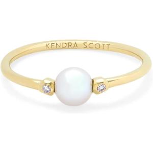 Kendra Scott Cathleen 14k Gold Band Ring, Fine Jewelry for Women(14K GOLD – WHITE PEARL)