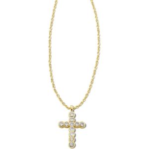 Kendra Scott Cross Crystal Pendant Necklace, Fashion Jewelry for Women(GOLD – WHITE CRYSTAL)