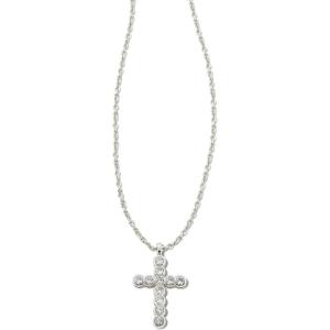 Kendra Scott Cross Crystal Pendant Necklace, Fashion Jewelry for Women(RHODIUM – WHITE CRYSTAL)