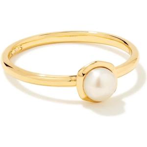 Kendra Scott Davie Pearl 18k Gold Vermeil Band Ring(WHITE PEARL)