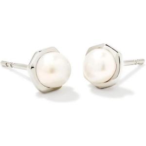 Kendra Scott Davie Pearl Stud Earring, Sterling Silver, White Pearl
