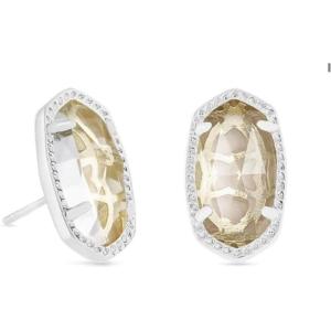 Kendra Scott Ellie Stud Earrings for Women, Fashion Jewelry(RHODIUM – CRYSTAL)