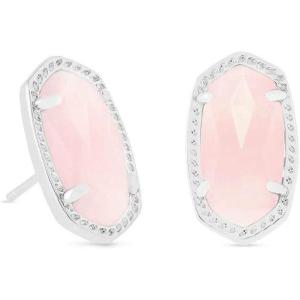 Kendra Scott Ellie Stud Earrings for Women, Fashion Jewelry(RHODIUM – ROSE QUARTZ)