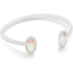 Kendra Scott Elton Cuff Bracelet for Women, Fashion Jewelry(RHODIUM – IRIDESCENT DICHROIC GLASS)
