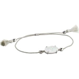 Kendra Scott Everlyne Cord Friendship Bracelet, Fashion Jewelry for Women(Rhodium/White Opal)
