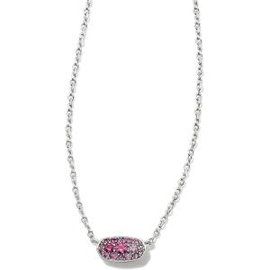 Kendra Scott Grayson Crystal Pendant Necklace, Fashion Jewelry for Women(Silver Pink Ombre)
