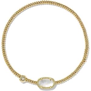 Kendra Scott Grayson Crystal Stretch Bracelet, Fashion Jewelry for Women(GOLD – IVORY MOTHER OF PEARL)