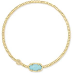 Kendra Scott Grayson Crystal Stretch Bracelet, Fashion Jewelry for Women(GOLD – LT BLUE MAGNESITE)