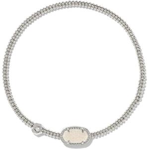 Kendra Scott Grayson Crystal Stretch Bracelet, Fashion Jewelry for Women(RHODIUM – IRIDESCENT DRUSY)