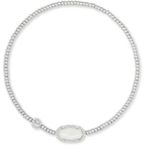 Kendra Scott Grayson Crystal Stretch Bracelet, Fashion Jewelry for Women(RHODIUM – IVORY MOTHER OF PEARL)
