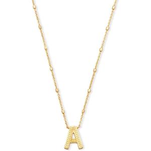 Kendra Scott Letters A-Z Pendant Necklace for Women, Fashion Jewelry, 14k Gold-Plated Brass(Letter A)