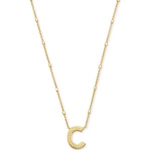 Kendra Scott Letters A-Z Pendant Necklace for Women, Fashion Jewelry, 14k Gold-Plated Brass(Letter C)