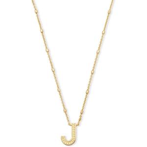 Kendra Scott Letters A-Z Pendant Necklace for Women, Fashion Jewelry, 14k Gold-Plated Brass(Letter J)