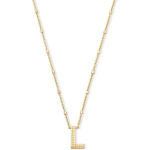 Kendra Scott Letters A-Z Pendant Necklace for Women, Fashion Jewelry, 14k Gold-Plated Brass(Letter L)