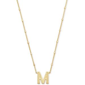 Kendra Scott Letters A-Z Pendant Necklace for Women, Fashion Jewelry, 14k Gold-Plated Brass(Letter M)