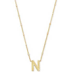 Kendra Scott Letters A-Z Pendant Necklace for Women, Fashion Jewelry, 14k Gold-Plated Brass(Letter N)