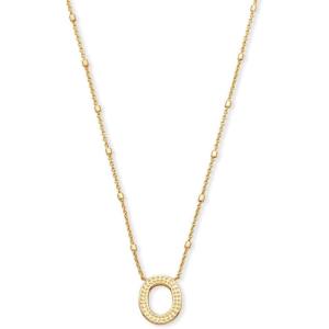 Kendra Scott Letters A-Z Pendant Necklace for Women, Fashion Jewelry, 14k Gold-Plated Brass(Letter O)