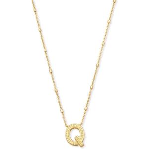 Kendra Scott Letters A-Z Pendant Necklace for Women, Fashion Jewelry, 14k Gold-Plated Brass(Letter Q)