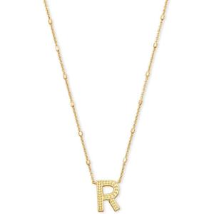 Kendra Scott Letters A-Z Pendant Necklace for Women, Fashion Jewelry, 14k Gold-Plated Brass(Letter R)