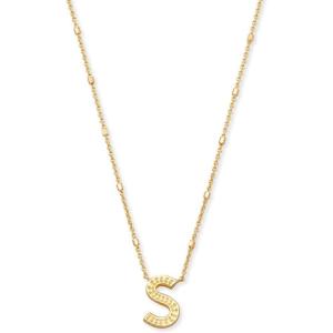 Kendra Scott Letters A-Z Pendant Necklace for Women, Fashion Jewelry, 14k Gold-Plated Brass(Letter S)