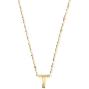 Kendra Scott Letters A-Z Pendant Necklace for Women, Fashion Jewelry, 14k Gold-Plated Brass(Letter T)