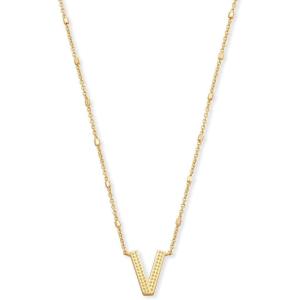 Kendra Scott Letters A-Z Pendant Necklace for Women, Fashion Jewelry, 14k Gold-Plated Brass(Letter V)
