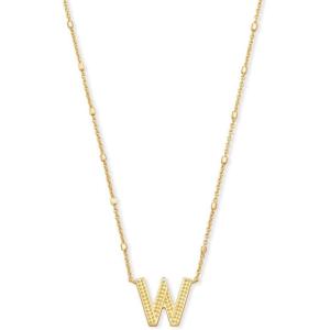 Kendra Scott Letters A-Z Pendant Necklace for Women, Fashion Jewelry, 14k Gold-Plated Brass(Letter W)