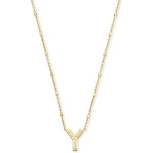 Kendra Scott Letters A-Z Pendant Necklace for Women, Fashion Jewelry, 14k Gold-Plated Brass(Letter Y)