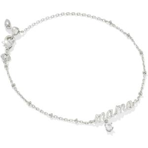 Kendra Scott Mama Crystal Delicate Chain Bracelet, White Cubic Zirconia, Fashion Jewelry for Women(RHODIUM METAL)