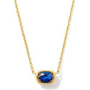 Kendra Scott Marisa 18k Yellow Gold Oval Solitaire Pendant Necklace(BLUE SAPPHIRE)