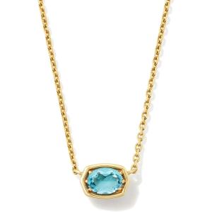 Kendra Scott Marisa 18k Yellow Gold Oval Solitaire Pendant Necklace(BLUE TOPAZ)