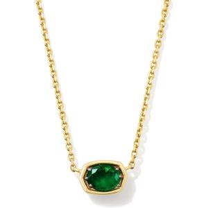 Kendra Scott Marisa 18k Yellow Gold Oval Solitaire Pendant Necklace(EMERALD)
