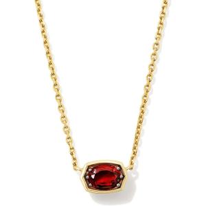 Kendra Scott Marisa 18k Yellow Gold Oval Solitaire Pendant Necklace(GARNET)