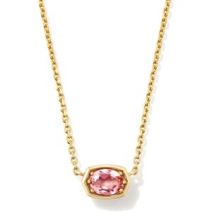 Kendra Scott Marisa 18k Yellow Gold Oval Solitaire Pendant Necklace(PINK TOURMALINE)