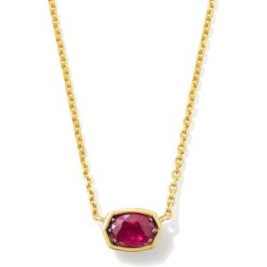 Kendra Scott Marisa 18k Yellow Gold Oval Solitaire Pendant Necklace(RUBY)