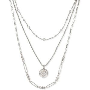 Kendra Scott Medallion Triple Strand Necklace, Fashion Jewelry for Women(RHODIUM)