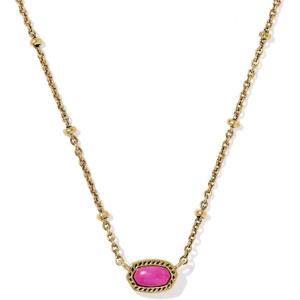 Kendra Scott Mini Elisa 14k Gold-Plated Satellite Short Pendant Necklace, Fashion Jewelry for Women(GOLD – DARK FUCHSIA VARIEGATED MAGNESITE)