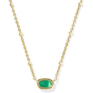 Kendra Scott Mini Elisa 14k Gold-Plated Satellite Short Pendant Necklace, Fashion Jewelry for Women(GOLD – EMERALD CATS EYE)
