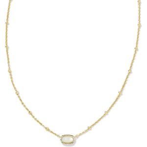 Kendra Scott Mini Elisa 14k Gold-Plated Satellite Short Pendant Necklace, Fashion Jewelry for Women(GOLD – IVORY MOTHER OF PEARL)