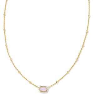 Kendra Scott Mini Elisa 14k Gold-Plated Satellite Short Pendant Necklace, Fashion Jewelry for Women(GOLD – PINK OPALITE CRYSTAL)