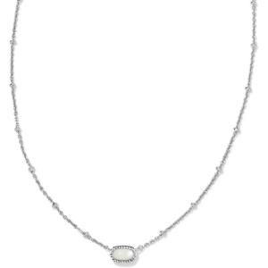 Kendra Scott Mini Elisa 14k Gold-Plated Satellite Short Pendant Necklace, Fashion Jewelry for Women(RHODIUM – IVORY MOTHER OF PEARL)