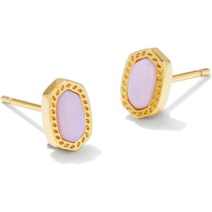 Kendra Scott Mini Ellie 14k Gold-Plated Stud Earrings, Fashion Jewelry for Women(GOLD – PINK OPALITE CRYSTAL)