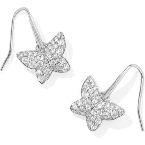 Kendra Scott Rhodium-Plated Lillia Crystal Drop Earrings in White Crystal, Fashion Jewelry for Women