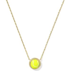 Kendra Scott Tennis Short Pendant Necklace, Fashion Jewelry for Women(GOLD – CHARTREUSE MAGNESITE)