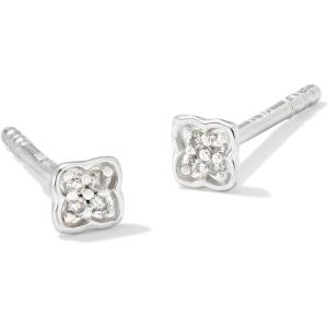 Kendra Scott Tiny Dira White Diamond Stud Earrings(STERLING SILVER – WHITE DIAMOND)